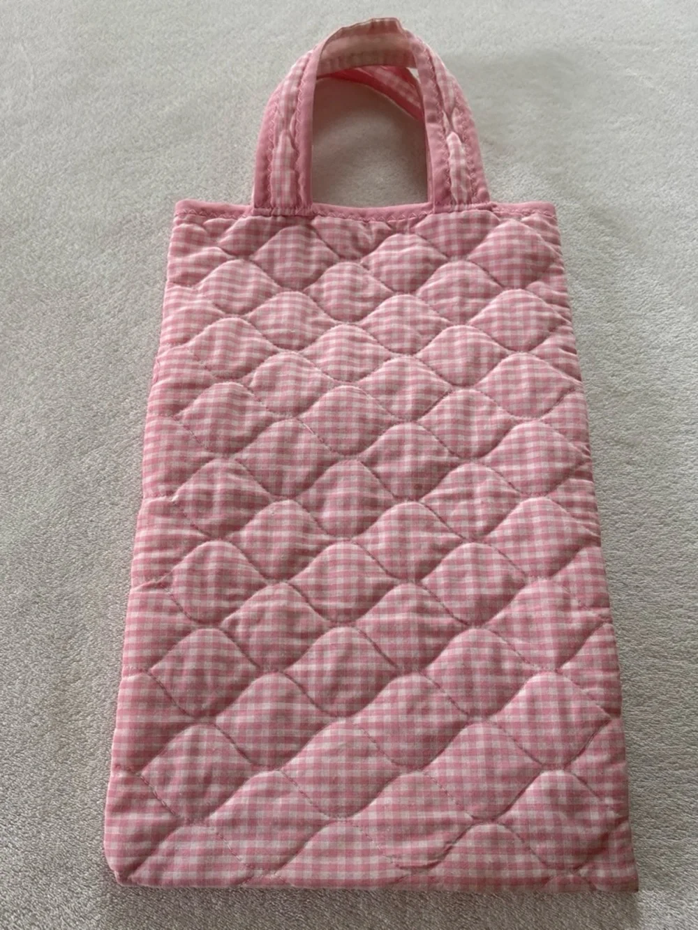 Vintage Handmade Quilted Lace Strawberry Shortcake Tote Bag